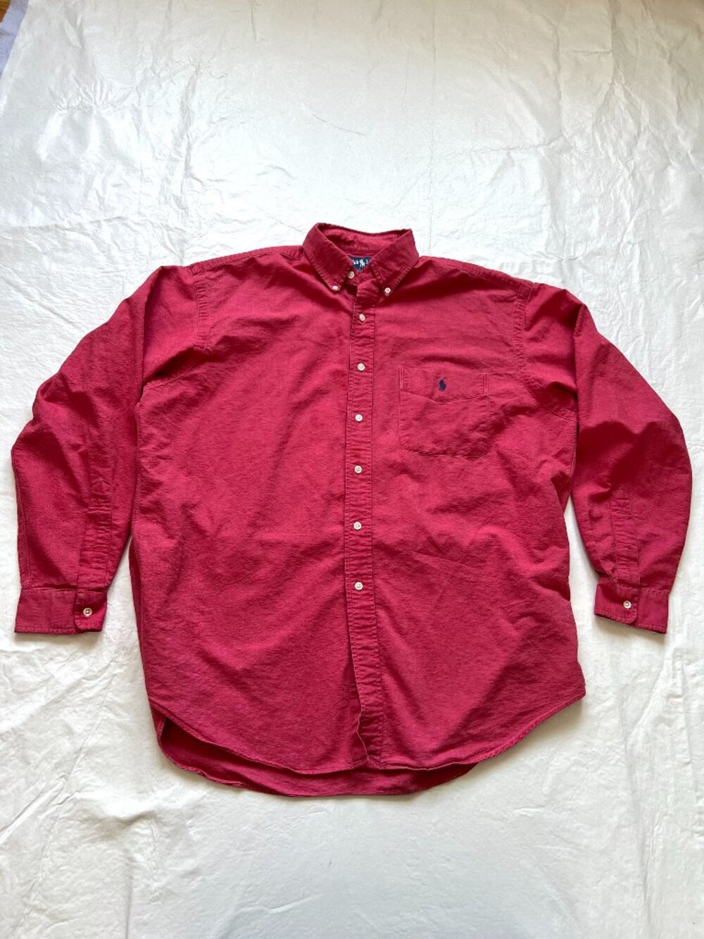 Ralph Lauren long sleeve shirt Blake mens Large button up collared red blue logo